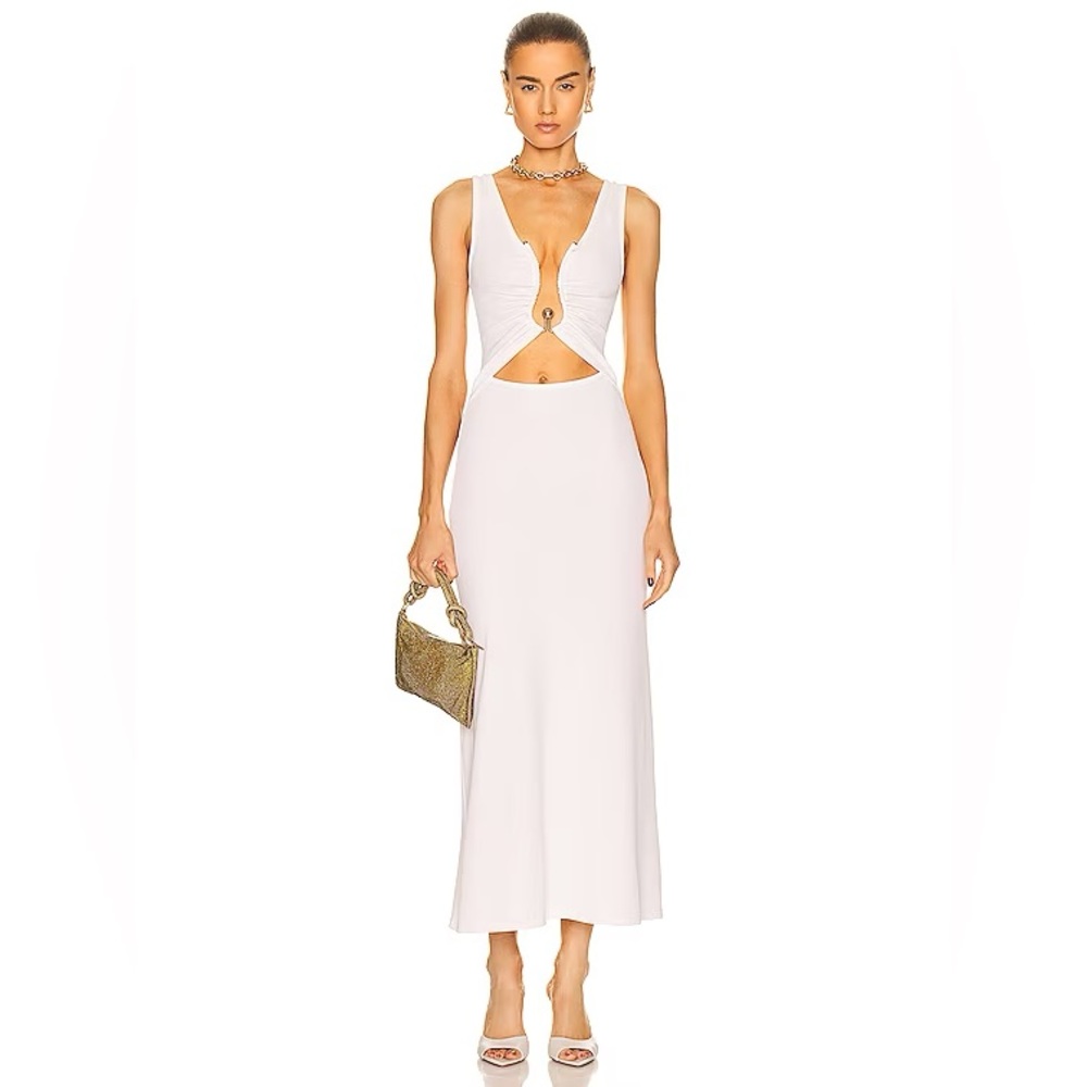 【Christopher Esber】Orbit ルーシュ マキシドレス Christopher Esber Pierced Orbit Maxi Dress | White | FARFETCH
